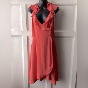 Elegant Quillaree Coral Wrap Dress